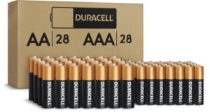 duracell coppertop aa + aaa batteries, 56 count pack double a and triple a alkaline battery with power boost ingredients, long-lasting power (ecommerce packaging)