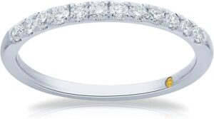 lab created wedding diamond ring for women | 10k white gold certified 1/2 ctw diamond promise band, anniversary ring, stackable band and wedding band | ring size 8