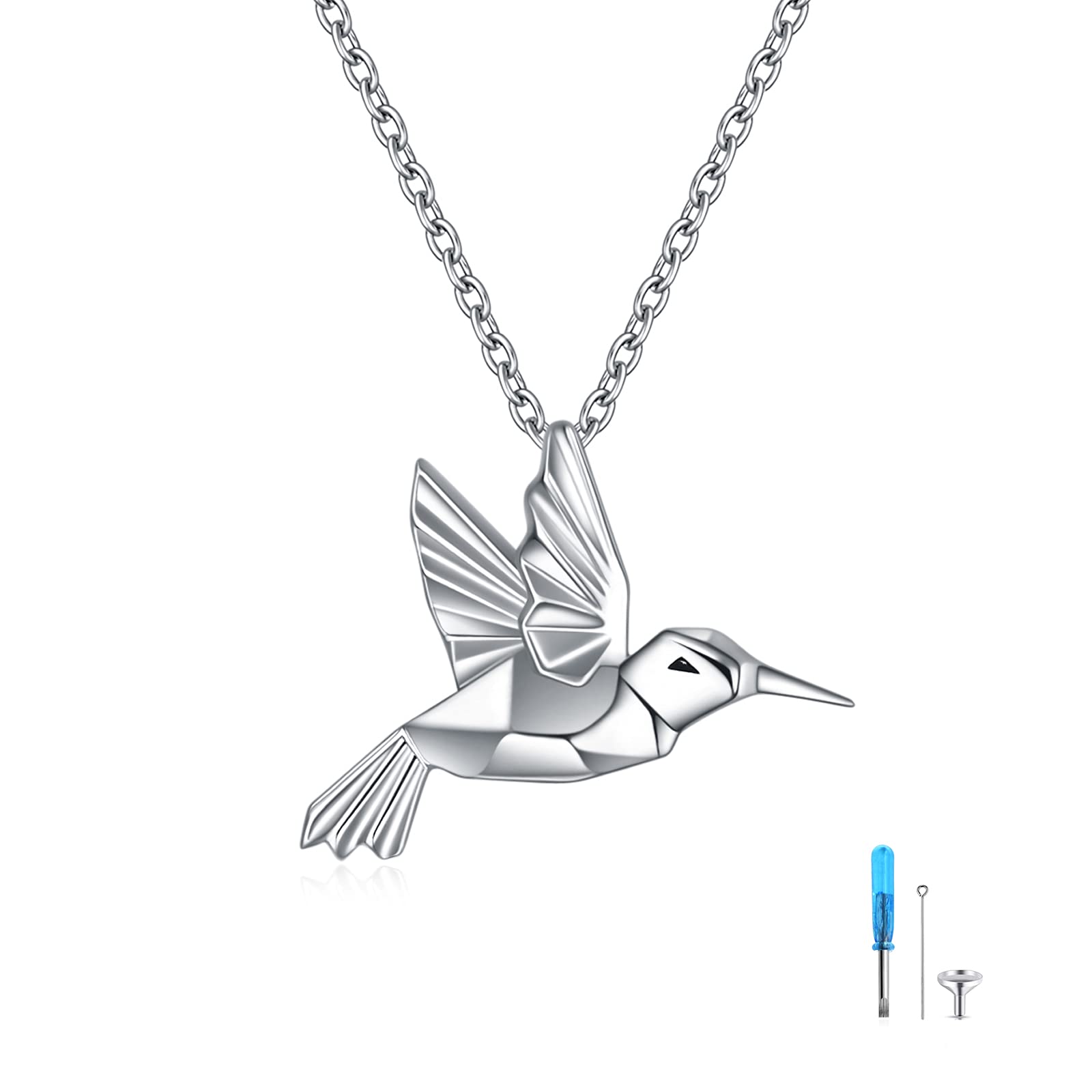 CRMAD Hummingbird Urn Necklace for Ashes Sterling Silver Jewelry for Women Memory Necklace (hummingbird)