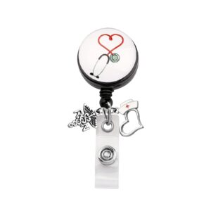 feelmem rn nurse medical stethoscope retractable badge holder reel clip rn students gift nurses practitioner jewelry new registered nurse gift (rn)