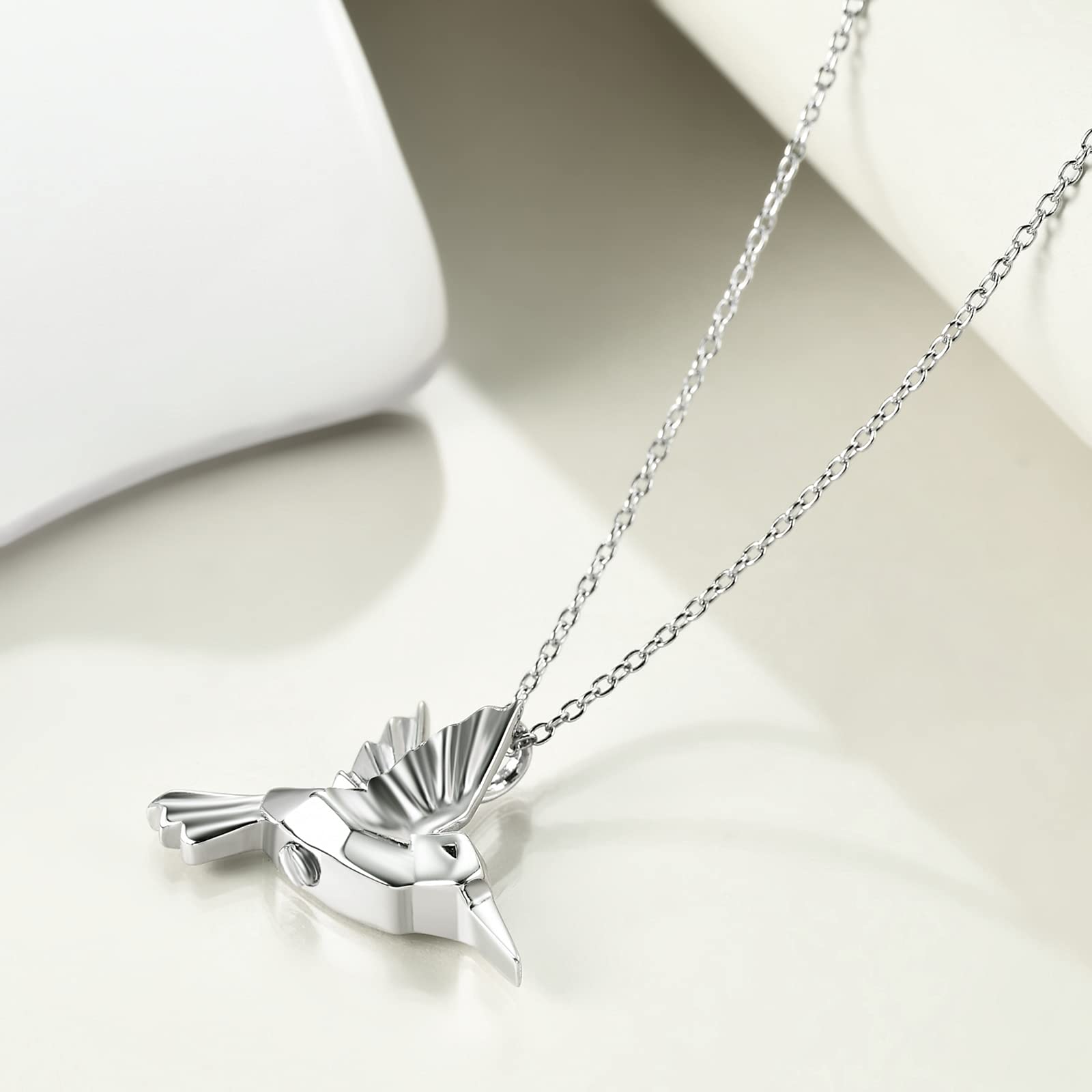 CRMAD Hummingbird Urn Necklace for Ashes Sterling Silver Jewelry for Women Memory Necklace (hummingbird)