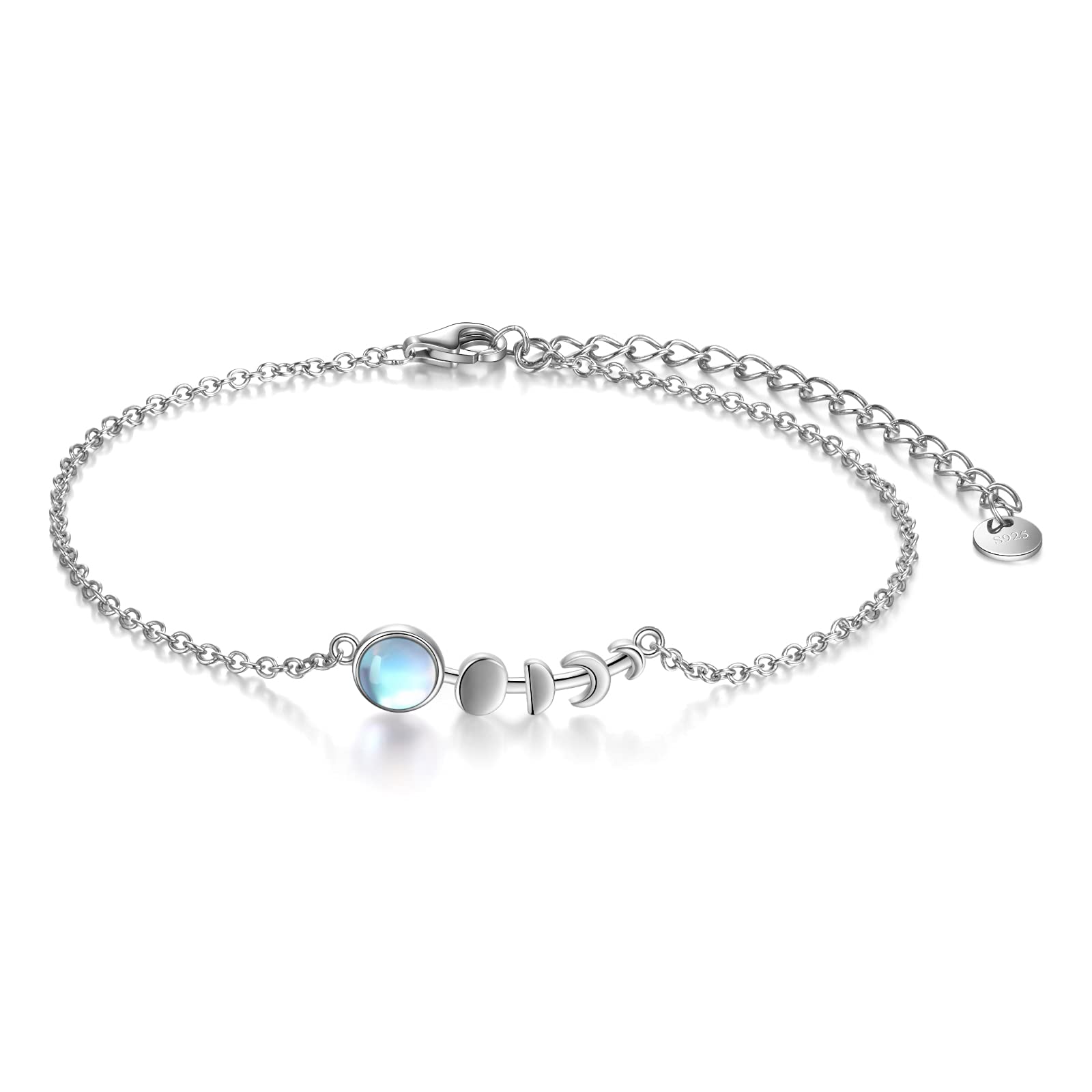 TIGER RIDER 925 Sterling Silver Moon Bracelet Moonstone Jewelry for Her