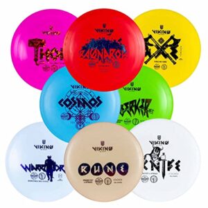 viking discs 8-disc set in ground plastic - disc golf equipment bulk set