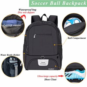 Rudmox Soccer Ball Bag-Backpack for Basketball,Volleyball with Cleat Shoes and Ball Compartment for Sports Team,Trainning