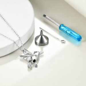 CRMAD Hummingbird Urn Necklace for Ashes Sterling Silver Jewelry for Women Memory Necklace (hummingbird)