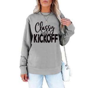 noffish women classy until kickoff football sweatshirt football game day shirt (gray,large)