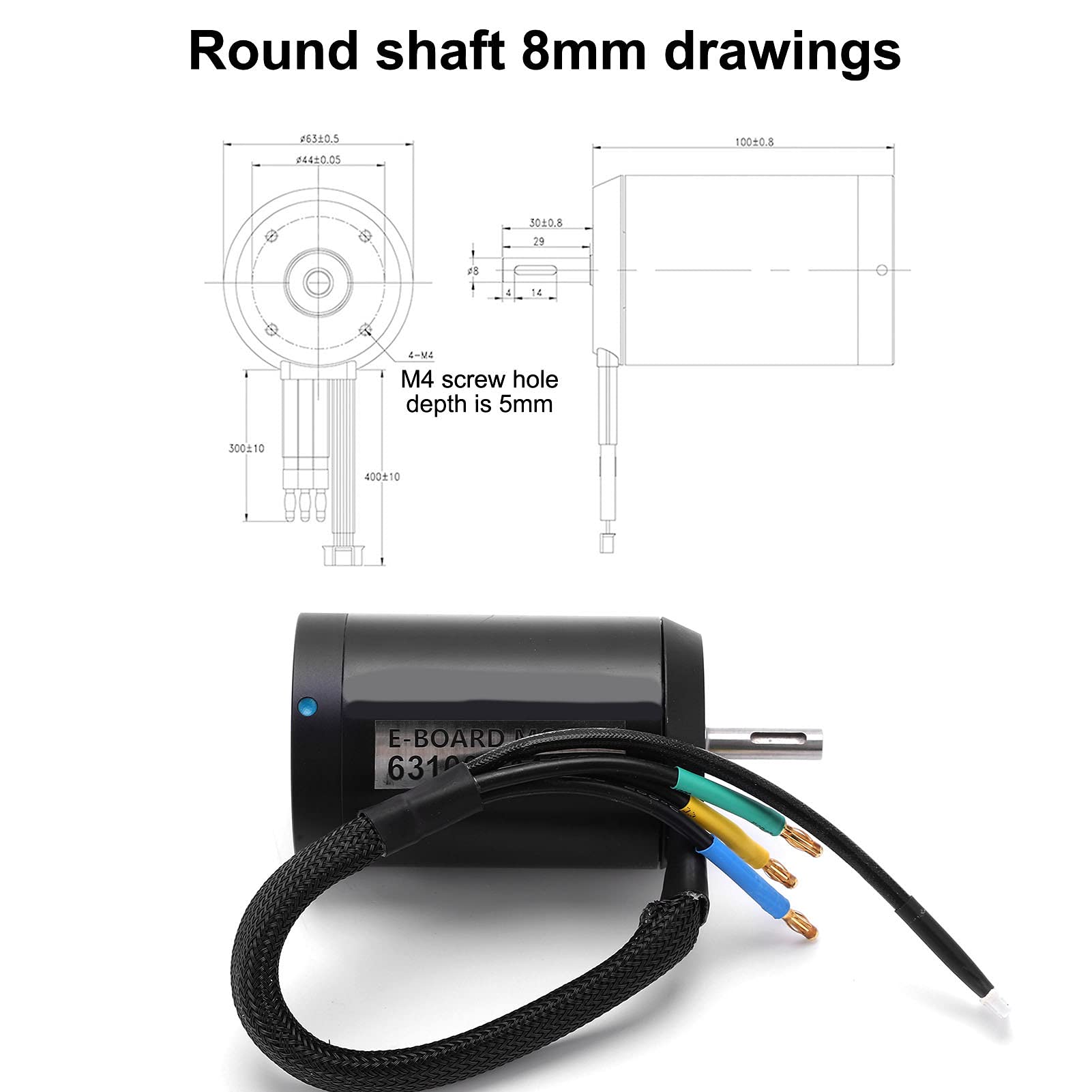 EVTSCAN 63100 140kv Brushless Motor for Electric Mountain Bike for Electric Skateboard 5kw Glues Filled(8mm Round Shaft)