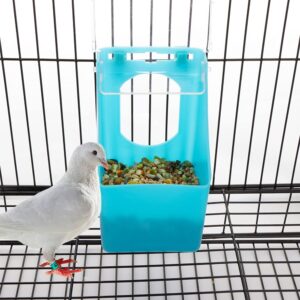 2 Pcs Pigeon Plastic Feeder, Bird Food Feeding Hanging Box for Bird Poultry Pigeon Parrot Parakeet Budgie Cage (One Hole)