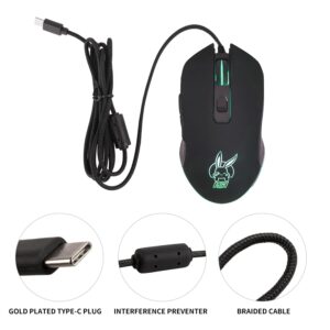 Huifen Wired USB C Gaming Mouse, Silent RGB Gaming Mice 7 Colors Backlit, 2400 DPI, Type C RGB Wired Mouse Gaming for Office Home PC and Notebook and All Type-C Device (Black)