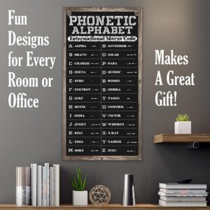 Phonetic Alphabet Morse Code - Educational Tool Wall Chart for Kids, Students and Adults, Military Alphabet Morse Code Chalkboard Style, 16x32 Canvas Wall Scroll Art Poster