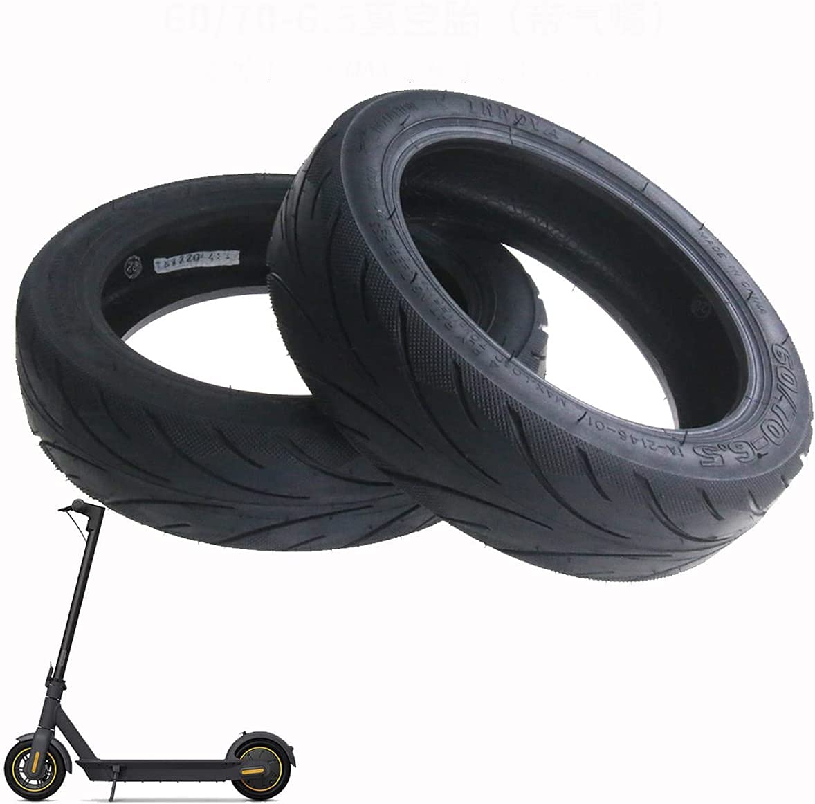 YBang Tubeless Tires with Valve 60/70-6.5 for Segway Ninebot G30 Max Electric Scooters Rear Front Non-Slip Tires (2 pcs)