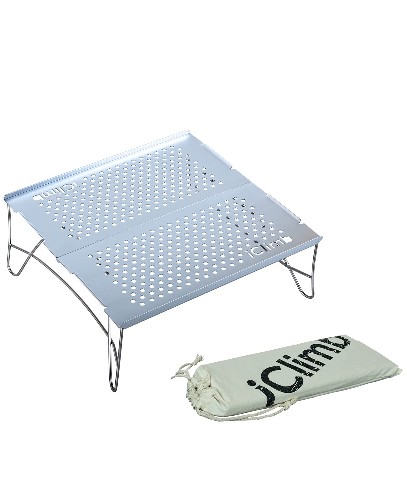 iClimb Mini Solo Folding Table Ultralight Compact for Backpacking Camping Hiking Beach Picnic (Silver, Mini)