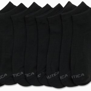 Nautica Men's Athletic Socks - Cushioned Low Cut Socks (8 Pack), Size 6-12.5, Black