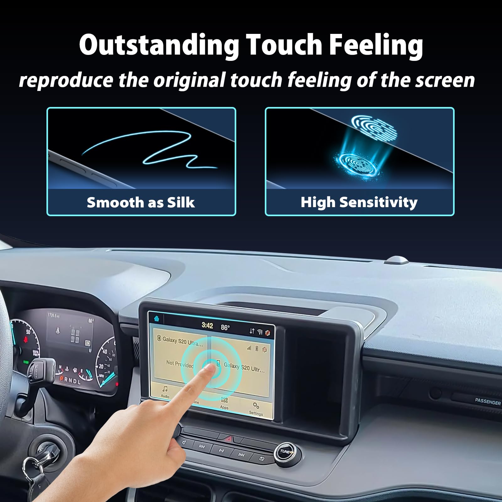 LUWU Ford Screen Protector for 2022 2023 2024 Ford Maverick XL/XLT/Lariat 8-Inch Touchscreen 2024 Ford Maverick Accessories Tempered Glass Anti-fingerprint Ford Maverick Touchscreen 2025 Ford Maverick