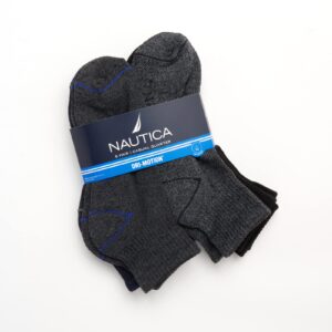 Nautica Men's Performance Quarter Socks with Cushioned Comfort (6 Pack), Size 6-12.5, Navy/Gray