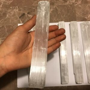 pachamama essentials selenite wand stick 6-8.5 inches long - 1 to 2 inches wide - rough stick - healing stone