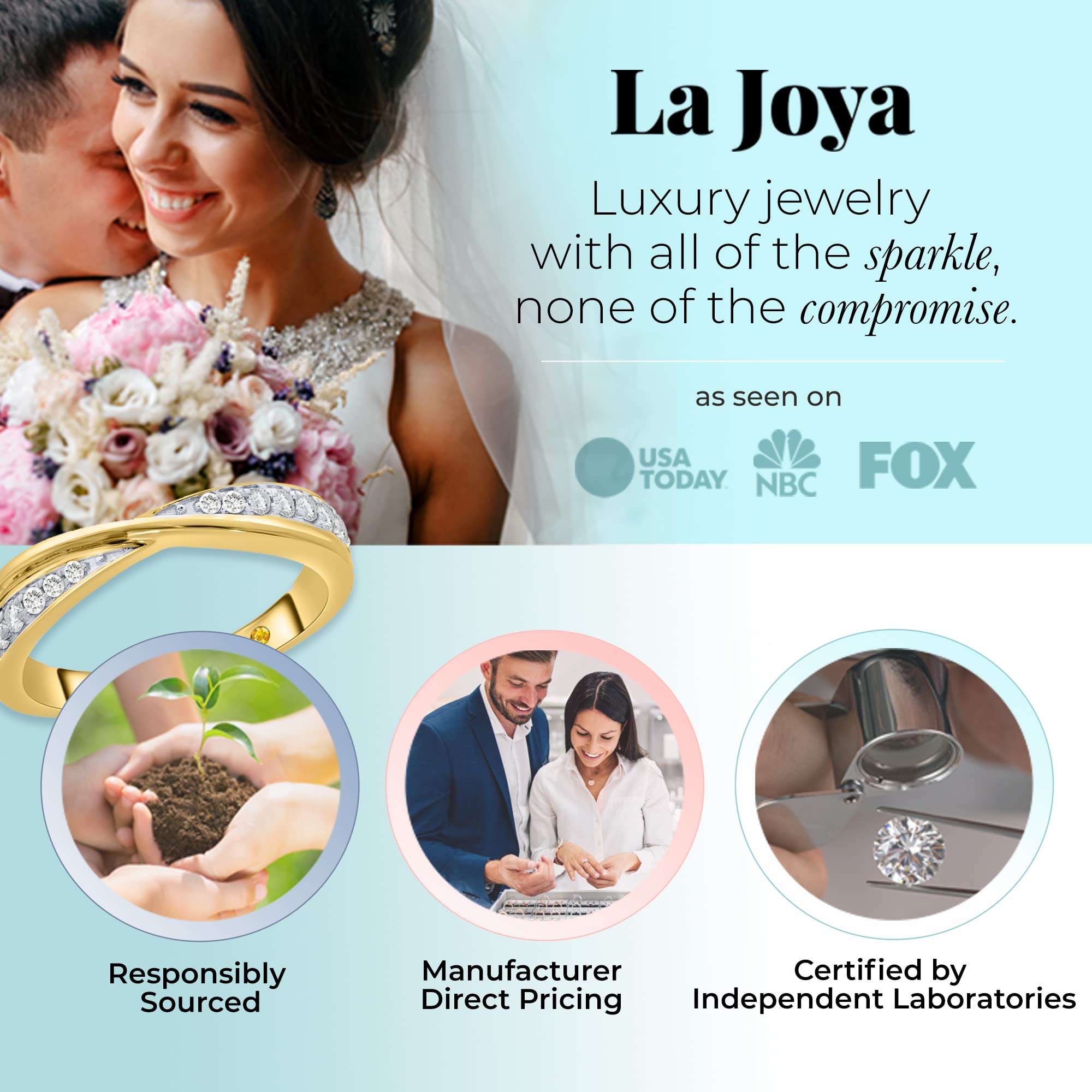 La Joya 1/4 CT TW Certified Lab Created Diamond Bands for Women - Solid 10k White Gold Diamond Wedding Rings, Anniversary Bands, Promise Rings And Stackable Bands - Women's Diamond Ring Size 7.5