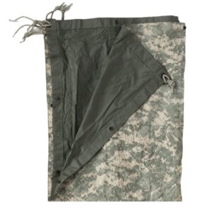 genuine issue reversible nylon ripstop tarp, durable and waterproof materials, reversible army acu/foliage tarp, used