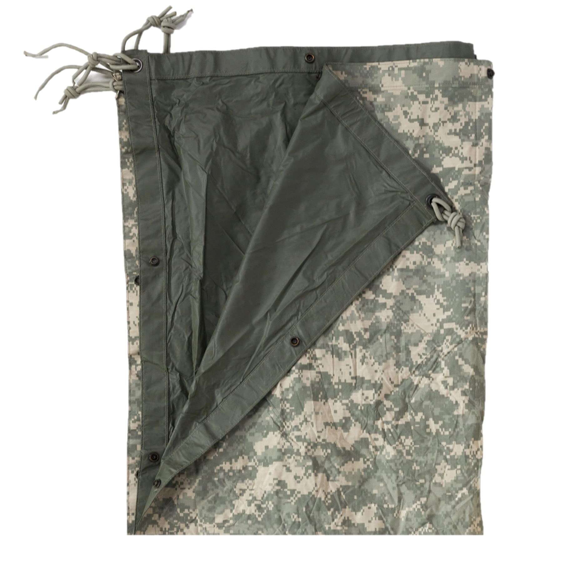 Genuine Issue Reversible Nylon Ripstop Tarp, Durable and Waterproof Materials, Reversible Army ACU/Foliage Tarp, Used