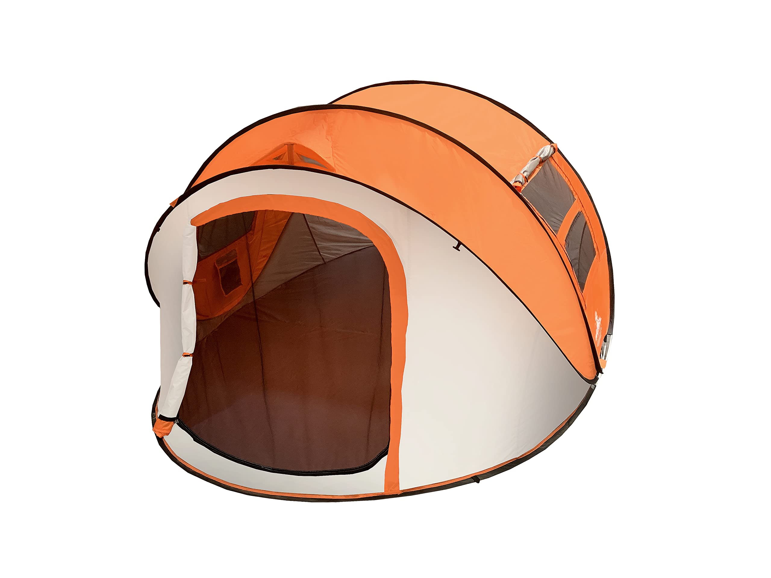 J.M.Deco 3-4 Person Pop Up Tents for Camping with 2 Windows, Backyard Sunny Beach Instant Popup Tent for Family, Hiking Camping Tents 4 People for Backpacking, Easy Setup Tent 110''x70''x50'',Orange