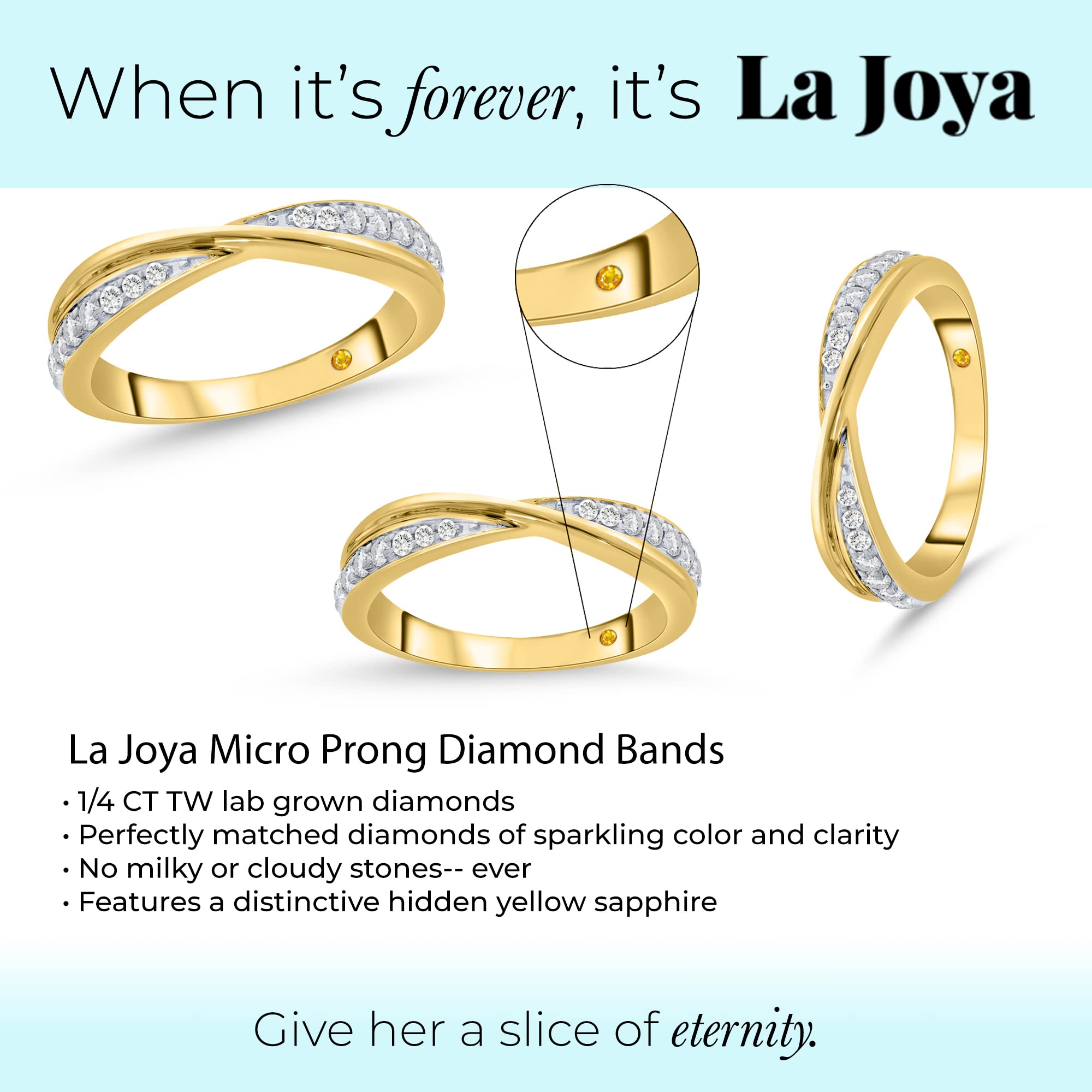 La Joya 1/4 CT TW Certified Lab Created Diamond Bands for Women - Solid 10k White Gold Diamond Wedding Rings, Anniversary Bands, Promise Rings And Stackable Bands - Women's Diamond Ring Size 7.5