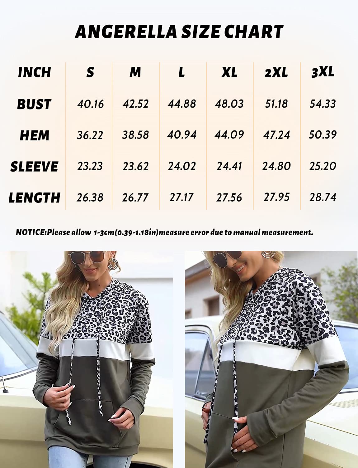 Leopard Print Hoodies for Women Long Sleeve Cheetah Shirts Color Block Fall Tops Drawstring Pullover Sweatshirt L