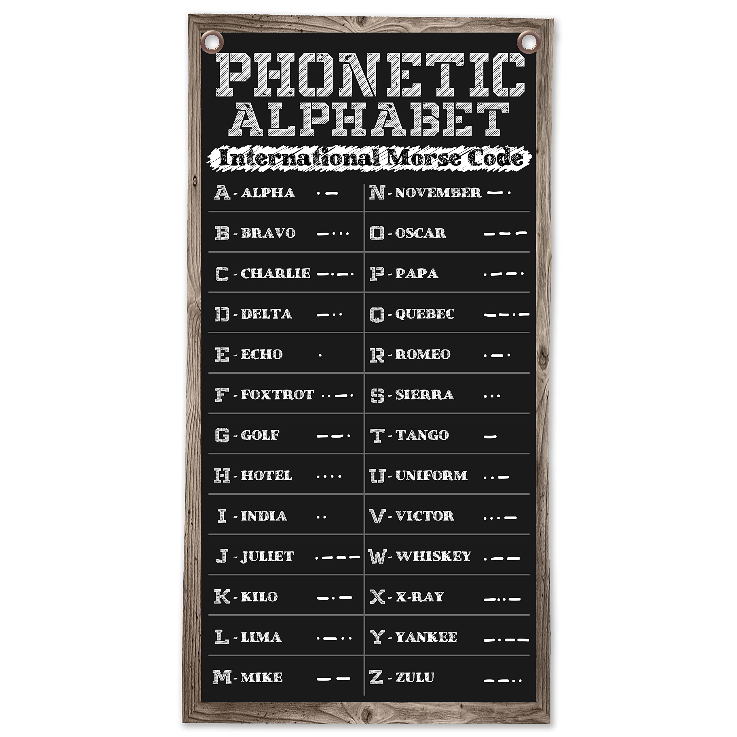 Phonetic Alphabet Morse Code - Educational Tool Wall Chart for Kids, Students and Adults, Military Alphabet Morse Code Chalkboard Style, 16x32 Canvas Wall Scroll Art Poster