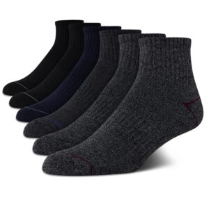 nautica men's performance quarter socks with cushioned comfort (6 pack), size 6-12.5, navy/gray