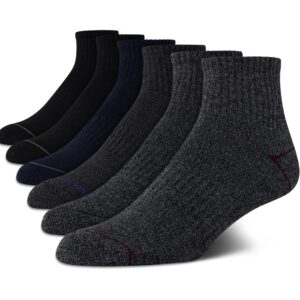 Nautica Men's Performance Quarter Socks with Cushioned Comfort (6 Pack), Size 6-12.5, Navy/Gray