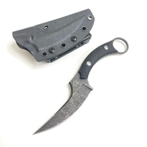 pan series full tang hunting knife with kydex sheath i g10 composite handle i kydex sheath w/adjustable belt clip i stone wash blade i 8.6 inches overall i 4 inch blade i