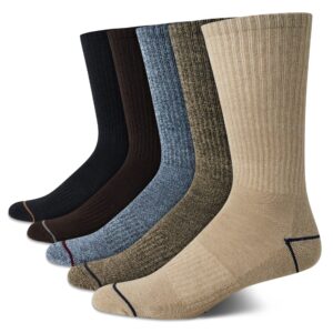 Nautica Men's Dress Socks - Light-Cushion Crew Socks (5 Pack), Size 6-12.5, BrownKhaki