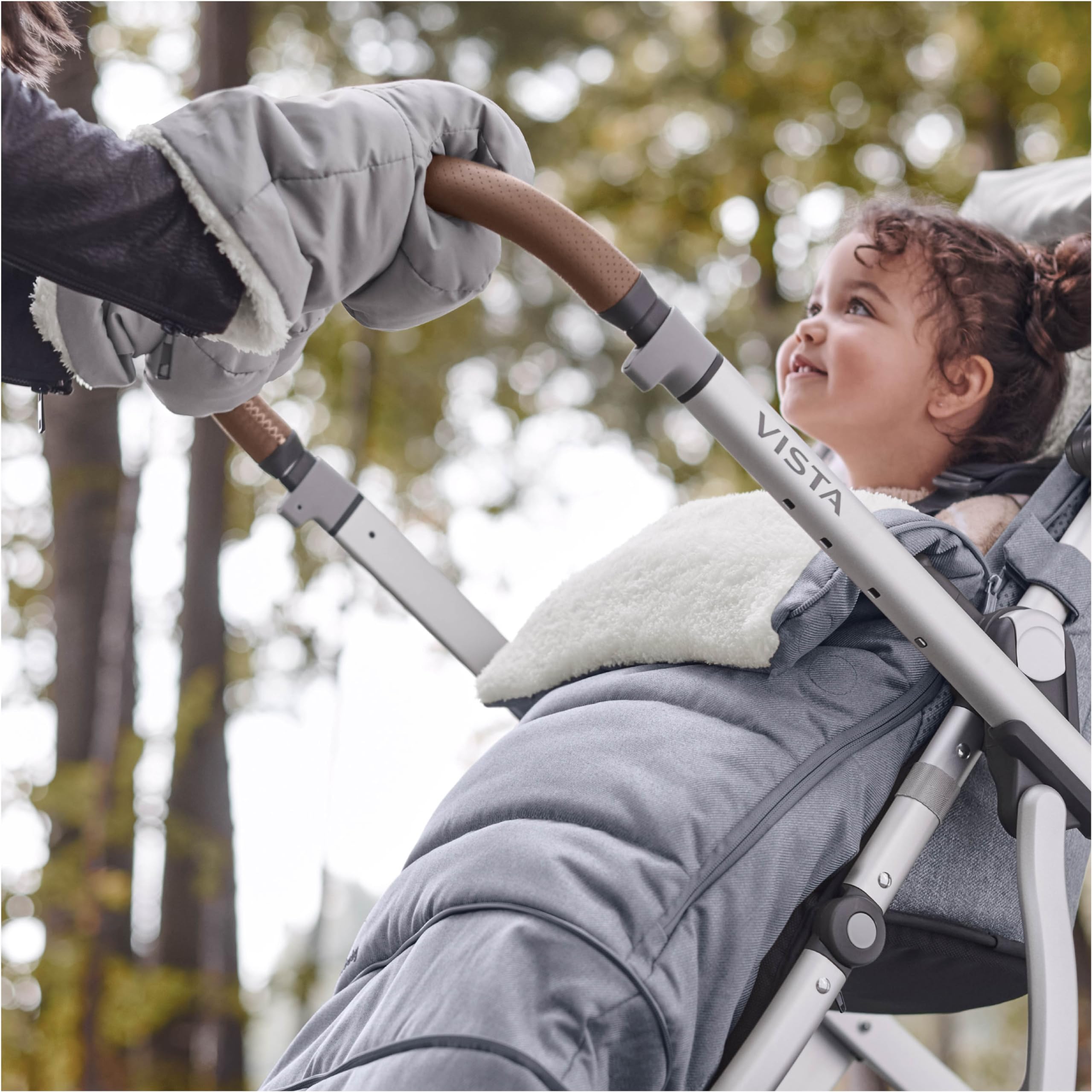 UPPAbaby CozyHandmuff/Easily Attaches to Stroller Handlebars/Ultra-Plush, Weather-Proof Hand Protection/Stella (Grey)