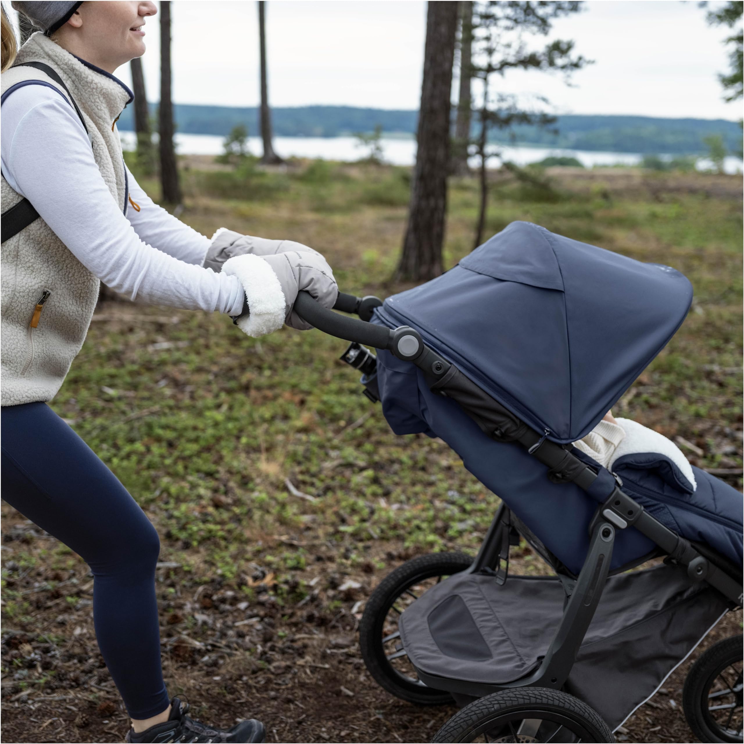 UPPAbaby CozyHandmuff/Easily Attaches to Stroller Handlebars/Ultra-Plush, Weather-Proof Hand Protection/Stella (Grey)