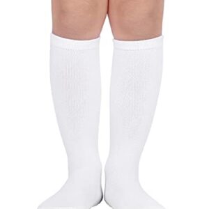 Century Star Baby Girl Socks Boy Knee High Socks Toddler Non-Slip Tube Sock School Soccer Striped Stockings for Infant 1 White 1-3 Years