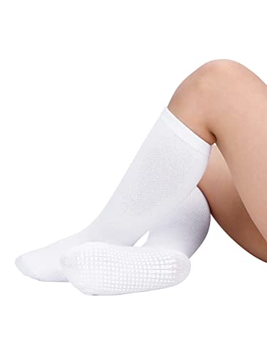 Century Star Baby Girl Socks Boy Knee High Socks Toddler Non-Slip Tube Sock School Soccer Striped Stockings for Infant 1 White 1-3 Years