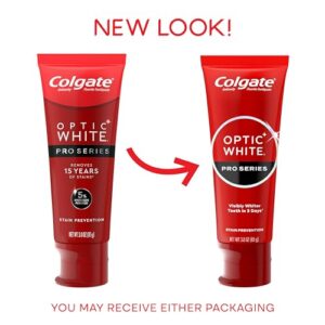 Colgate Optic White Pro Series Whitening Toothpaste with 5% Hydrogen Peroxide, Stain Prevention, 3 Oz Tube