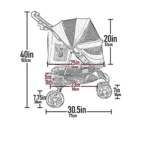 Pet Gear No-Zip Special Edition 3 Wheel Pet Stroller for Cats/Dogs, Zipperless Entry, Easy One-Hand Fold, Removable Liner, Cup Holder, 4 colors