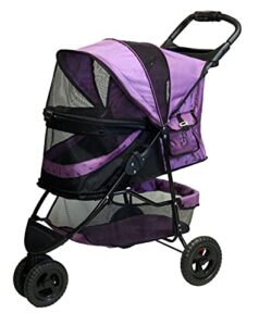 pet gear no-zip special edition 3 wheel pet stroller for cats/dogs, zipperless entry, easy one-hand fold, removable liner, cup holder, 4 colors