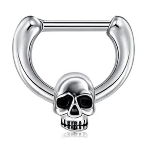 vintage skull 16g stainless steel piercing nose ring septum hinged segment daith small hoop for women tiny cartilage conch tragus stud earring 5mm hypoallergenic body pierced jewelry 1 pcs