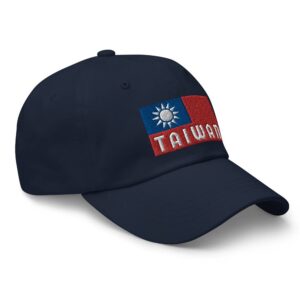 Taiwanese National Flag Hat (Embroidered) Adjustable Taiwan Dad Hat Navy