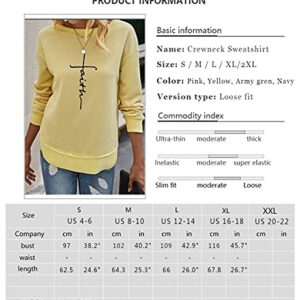 Womens Casual Funny Faith Spirituality Graphic Crewneck Sweatshirt Long Sleeve Loose Pullover Tops Shirts (Navy,Medium,US,Alpha,Medium)