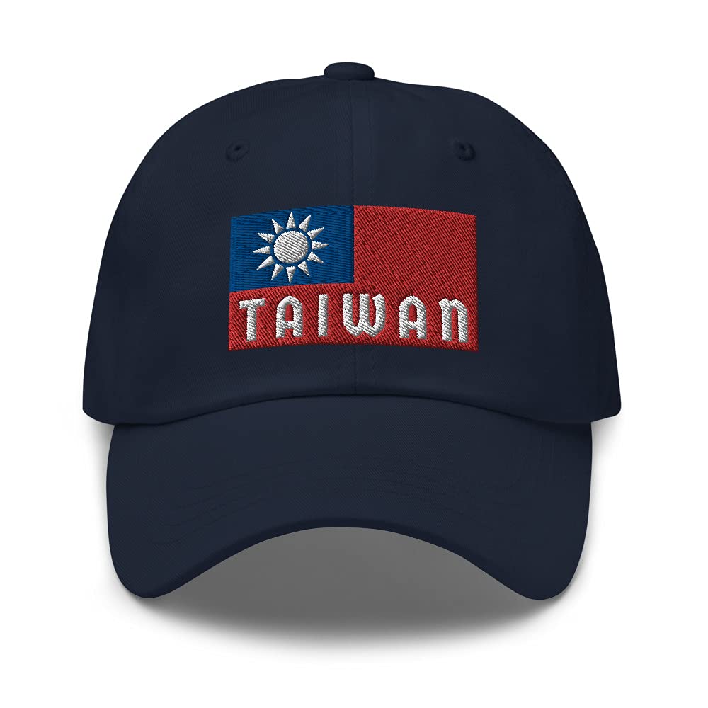 Taiwanese National Flag Hat (Embroidered) Adjustable Taiwan Dad Hat Navy