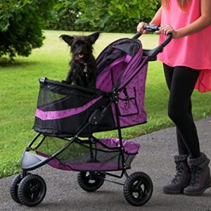 Pet Gear No-Zip Special Edition 3 Wheel Pet Stroller for Cats/Dogs, Zipperless Entry, Easy One-Hand Fold, Removable Liner, Cup Holder, 4 colors