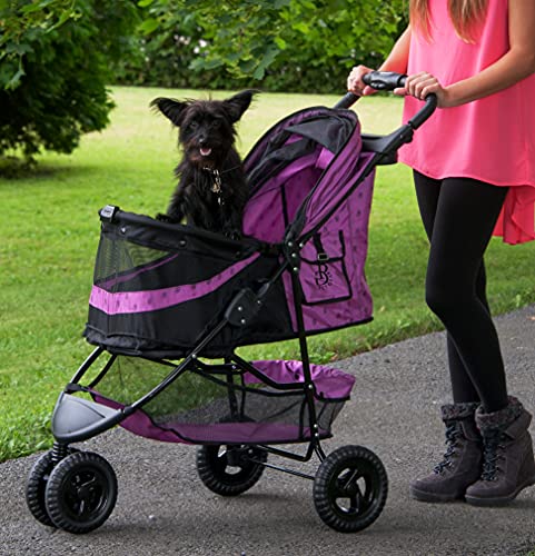 Pet Gear No-Zip Special Edition 3 Wheel Pet Stroller for Cats/Dogs, Zipperless Entry, Easy One-Hand Fold, Removable Liner, Cup Holder, 4 colors