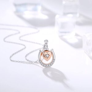 Hioed Horseshoe Urn Pendant Necklace for Ashes 925 Sterling Silver Lucky Charm Memorial Keepsake Cremation Rose-Gold Jewelry Necklace Ash for Women