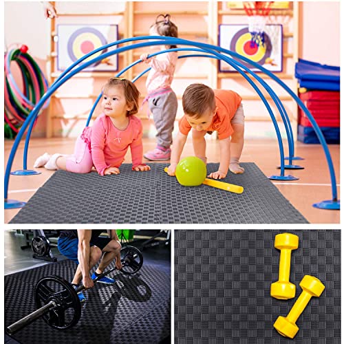 Gym Flooring Puzzle Exercise Mats: Sportneer 1/2" Thick 12" x 12" Interlocking Floor Mats EVA Foam Exercise Tiles for Home Gym Fitness Equipments with Border Waterproof Workout Anti-Slip Mat 12 Sqft