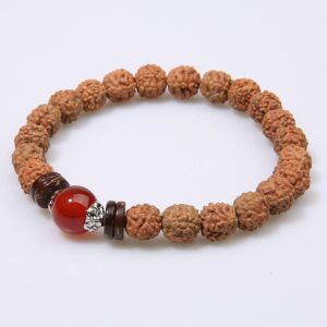 4pcs Rudraksha Seeds Buddha Yoga Bracelets Set Handmade Beaded Meditation Wrist Stretch Charm Bracelet for Women Men