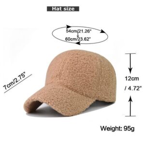 Avilego Winter Baseball Cap for Women Lamb Wool Solid Color Warm Baseball Cap for Outdoor Travel