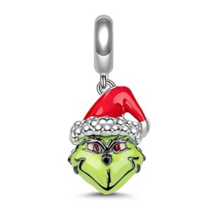 mitsoku 925 sterling silver charms for bracelets necklaces green monster christmas hat dangle pendants beads charms jewelry gift for women