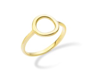 miabella 925 sterling silver or 18kt yellow gold over silver open circle ring for women made in italy (yellow-gold-plated-silver, 10)